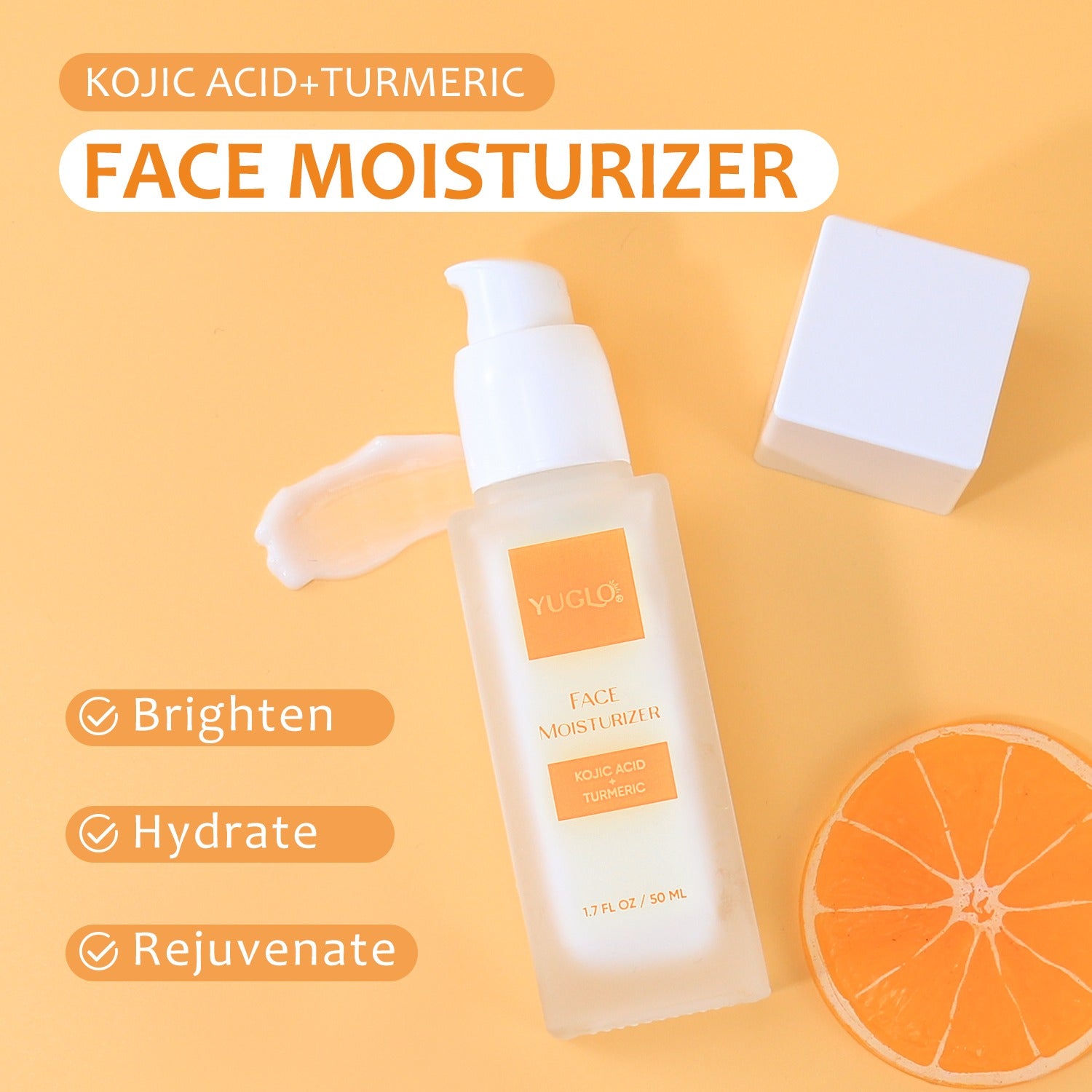 Face moisturizer shown with benefits