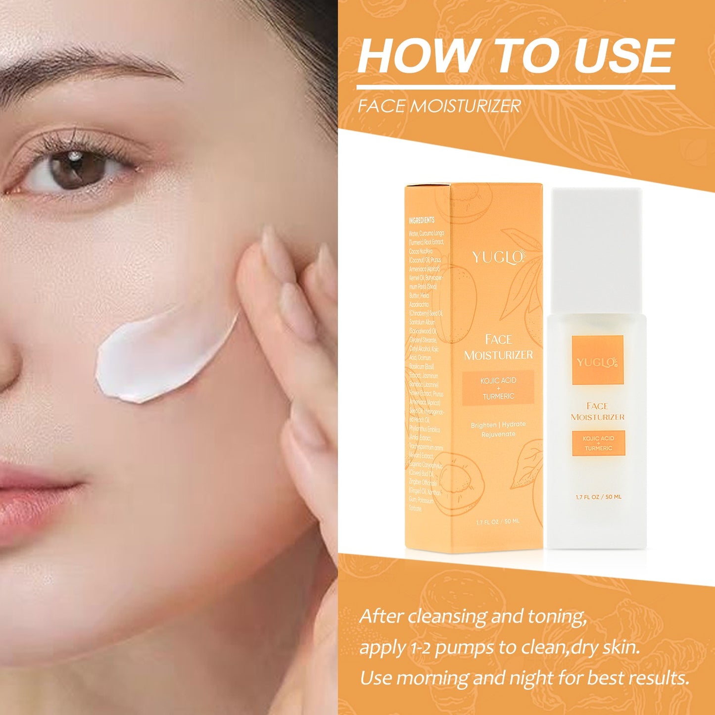 women's face with cream and how to use instructions