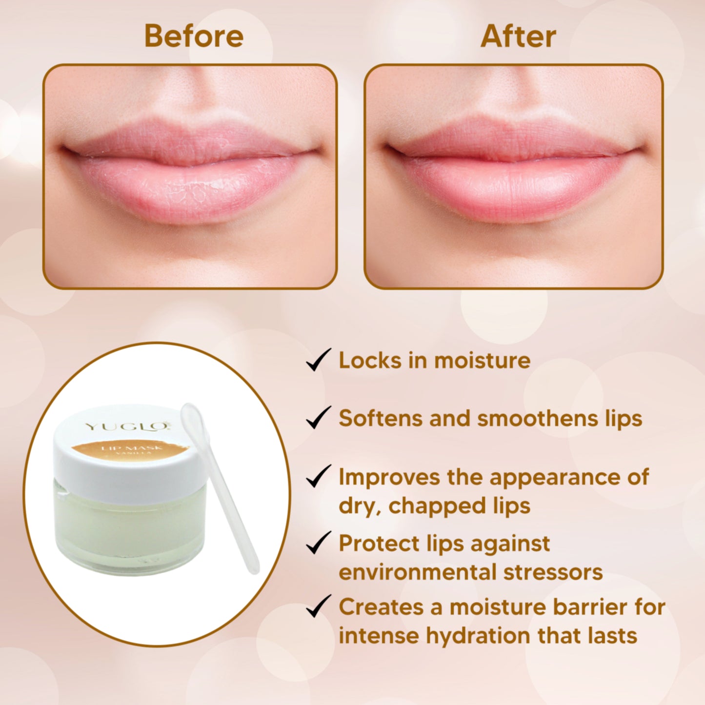 Vanilla Lip Sleeping Mask before and after